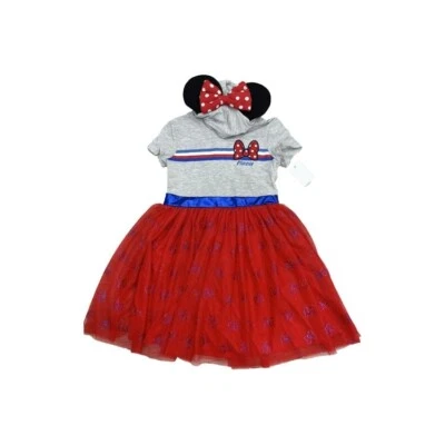 Vestido Falda Disney Minnie Mouse Con Capucha Tul Gris Rojo Niña PEQUEÑO 6/7 Foto 1 de 4