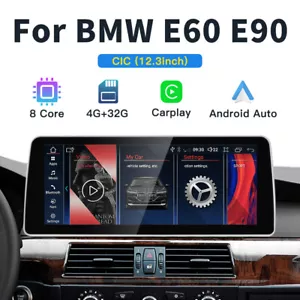 12.3" Carplay Android 13 Car Stereo Sat Nav BMW 3/5 Series E60 E61 E90 E91 CIC - Picture 1 of 12