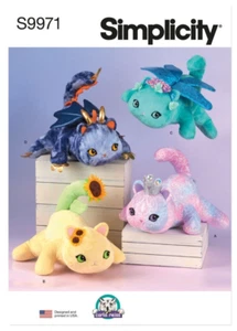 Simplicity Sewing Pattern 9971 Soft Stuffed Kitties Princess Dragonfly Sunflower - Picture 1 of 8