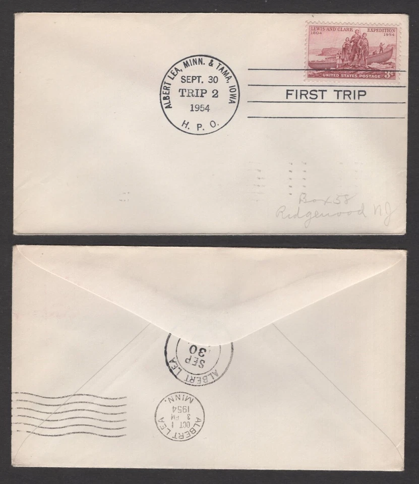 1954 Highway Post Office First Trip Cover – Albert Lea, MN & Tama, Iowa - Image 1 of 1