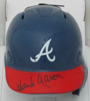 Braves Hall of Famer HANK AARON Signed Atlanta Rawlings Mini Helmet AUTO - JSA - Image 1 of 2