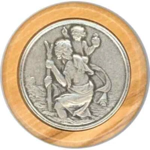 SAINT CHRISTOPHE PLAQUE AUTO BOIS D OLIVIER - Imagen 1 de 2