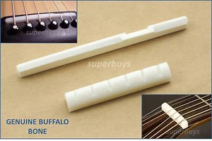 Silla de montar genuina Marfil Búfalo Bone Bridge y tuerca ranurada 6 cuerdas guitarra acústica - Imagen 1 de 5