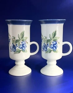 Set Of 2 OTAGIRI Blueberry Ceramic Cup Mugs With Handle Handcrafted Ruth Pengal - Picture 1 of 11