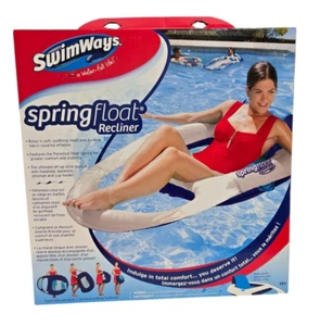 NEW SwimWays Spring Float Recliner Chair Blue Swimming Pool Inflatable Pool - Picture 1 of 4