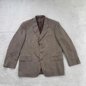 Croft & Barrow Blazer Mens 44R Wool Brown Houndstooth Suit Jacket Sport Coat - Picture 1 of 11