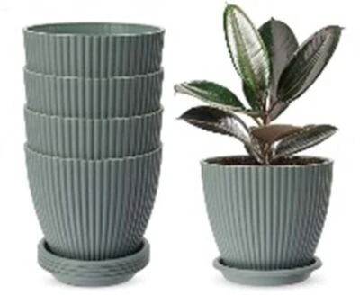 Paquete de 5 macetas de plástico macetas modernas para interiores y exteriores EE. UU. Foto 1 de 4