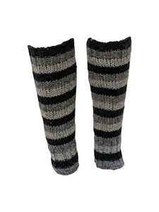 Handmade 100% Wool Chunky Winter Striped Leg Warmers With Fleece Lining P3 - Picture 1 of 1