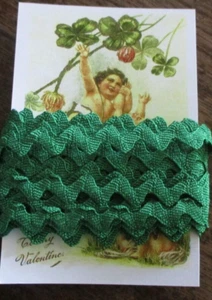 5 yd ~ 7/16" Vintage Royal Green  Rayon Rick  Rack Trim ~new/old stock - Picture 1 of 2