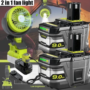Camping Fan Cordless Fan For Ryobi 18V 8Ah Battery Fan Portable W/ Light Remote - Picture 1 of 33