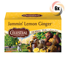 6x Boxes Celestial Jammin' Lemon Ginger Herbal Tea | 20 Bags Each | 1.6oz