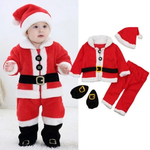 Baby Christmas Romper Boy Girl Bodysuit Romper Playsuit Costume Outfit +Hat Sets - Picture 1 of 8
