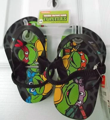 NICKELODEON KIDS TMNT FLIP-FLOPS - SLIP-ON SANDALS - SMALL 5/6 - NEW WITH TAG - Image 1 of 3