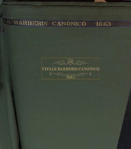 GREEN 120s WOOL & KID MOHAIR SUITING FABRIC VITALE BARBERIS CANONICO ITALY 3.32m - Picture 1 of 7