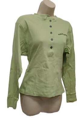 Harley Davidson Henley Damas Manga Larga Con Puño Camisa Verde Como Nueva Foto 1 de 4