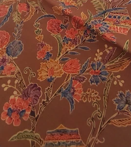 Tawny Brown #A 14x42 Handbemalt Vintage Tsumugi Seide Kimono Stoff TJ21 - Bild 1 von 7