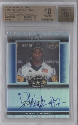 2012 Leaf Metal Draft Blue Prismatic /10 Derrick Woods BGS 10 PRISTINE Auto - Image 1 of 2