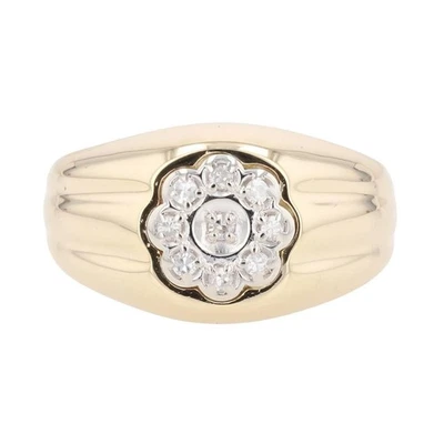 .09ctw Round Diamond Cluster Statement Band Ring 10k Multi-Tone Gold Size 7.25 - Image 1 of 4