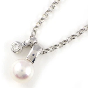 Mikimoto Collier Perle 1 Punkt Diamant 750(18K) Weißgold - Bild 1 von 7