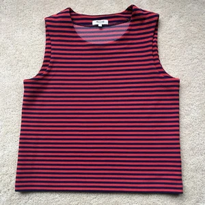 Madewell Women’s Red Blue Ridged Stripe Sleeveless Top - Size L - EUC - Stretch - Picture 1 of 6