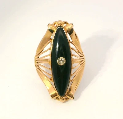 Anillo llamativo de diamantes y ónix de oro rosa de 14 quilates - talla 8,75 Foto 1 de 4