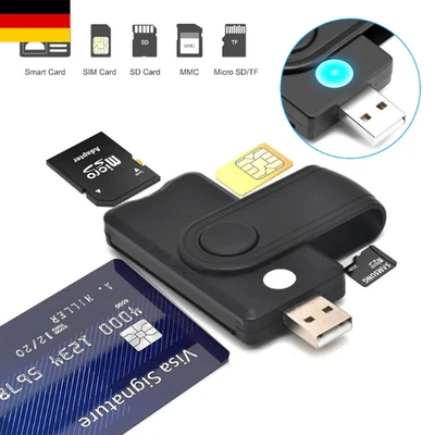 SIM Kartenleser Personalausweis Lesegerät Smart Card Reader USB Chipkartenleser - Bild 1 von 4