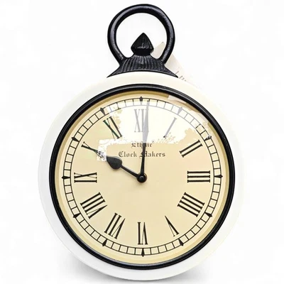 Handcrafted Wooden Wall Clock 10 Inch – Classic White Vintage Design with Roman - Image 1 of 4