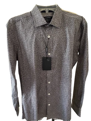 BUGATCHI Men's Black GEO Pattern Long Sleeve Button Down Shirt  Small NWT $150 - Image 1 of 4