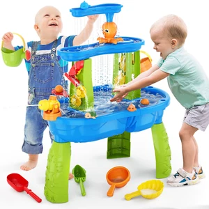 Kids Water Sand Table Outdoor Play Toy 3-Tier Splash Pond Summer Backyard Blue - Picture 1 of 7