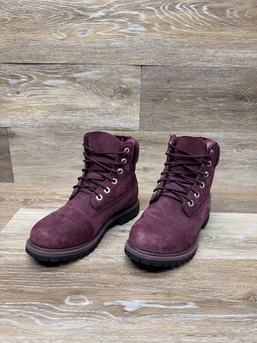 Stivali impermeabili Timberland velluto accento bordeaux scamosciato donna taglia 6