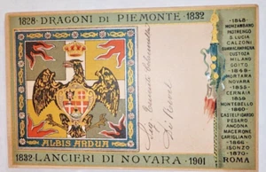 1901 - MENU' and MUSICAL PROGRAM Regiment DRAGONS OF PIEDMONT LANCERS NOVARA - Picture 1 of 4