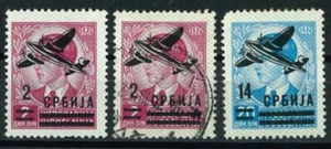 GERMANY German WWII Occ. in Serbia 1942 Airmail - Yugoslavian Stamps Overprinted - Picture 1 of 2