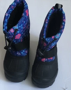 Northside Thinsulate Toddler SZ 8 Snow Boots Blue & Pink Floral/Black Strap - Picture 1 of 5