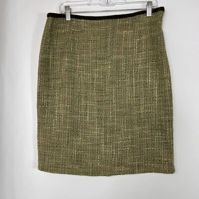Cynthia Steffe Skirt Women's Size 14 Green Tweed Pencil Wool Blend Lined - Image 1 of 4