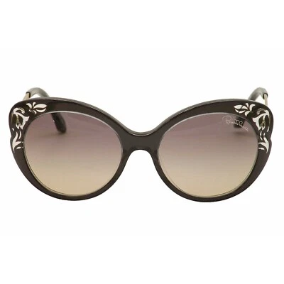 Roberto Cavalli Homam 900S 01B Shiny Black Gold Sunglasses Brown Lens 55-18 135 - Image 1 of 4