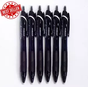 Uni Jetstream Standard Ballpoint Pen, 0.7 Mm, Black Ink, Black Body, 6 Pens - Picture 1 of 2
