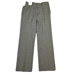 Kenneth Cole Stretch Slim Fit Dress Pants 32x30 Oatmeal Plaid Flat Front NEW - Picture 1 of 7