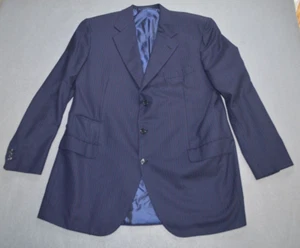 Brioni Traiano Textured Wool Blazer Sport Coat Jacket Navy Blue Striped 46/56 - Picture 1 of 12