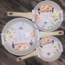 Masterclass Premium Cookware 8*, 9.5* & 11* Nonstick Skillet set of 3 Beige- NWT