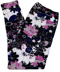 Lularoe Womens Leggings TC2 18-28W Black & White Floral Lace Garden Tall Curvy 2