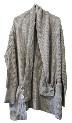 Soft Surroundings Sweater Women Size Medium Townsend Cardigan Gray Chunky Knit - Image 1 of 4