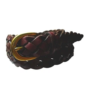 Lands’ End Genuine Leather Braided Belt Brown Gold Women’s Size Medium. - Picture 1 of 16