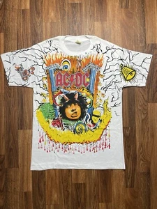 Ac/Dc Angus Young Vintage 80s Tee Shirt Modern Print Size Medium Band Music Tee - Picture 1 of 10