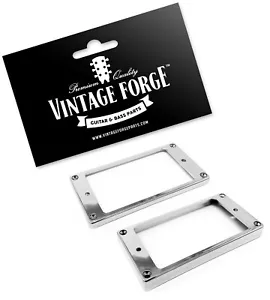 CHROME PLASTIC CURVED HUMBUCKER PICKUP MOUNTING RING SET (2) FOR EPIPHONE GUITAR - Picture 1 of 3
