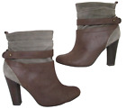 LOVE LABEL SIZE 8 WOMENS SUEDE FAUX LEATHER GREY BROWN ANKLE BOOTS HEELS ZIPS