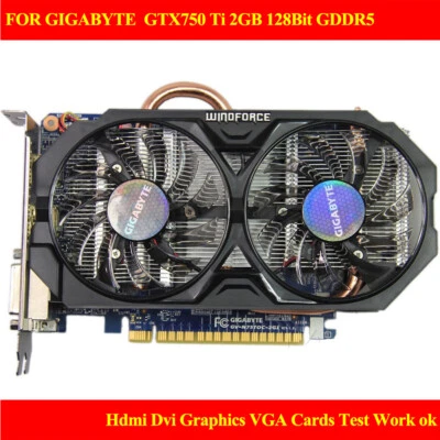 FOR GIGABYTE  GTX750 Ti 2GI 128Bit GDDR5 Hdmi Dvi Graphics VGA Cards Test ok - Image 1 of 4