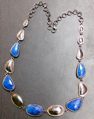 Collana da donna in argento sterling 925 con pietra preziosa lapislazzuli... - Immagine 1 di 4