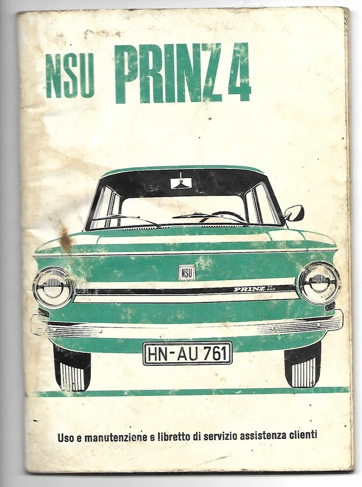 MANUALE USO  E MANUTENZIONE NSU PRINZ 4 originale  1970 - Immagine 1 di 1