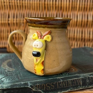 Vintage Pretty Ugly Pottery Mug Giraffe Welsh Studio Pottery Cymru Stoneware - Picture 1 of 11
