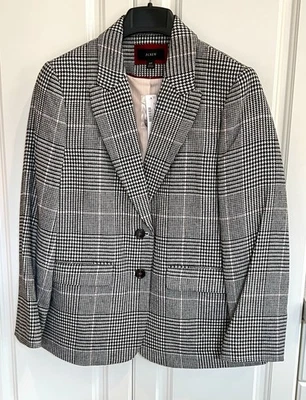 NWT J Crew 12 Petite black white multi glen plaid boyfriend blazer $248 #J5667 - Image 1 of 4